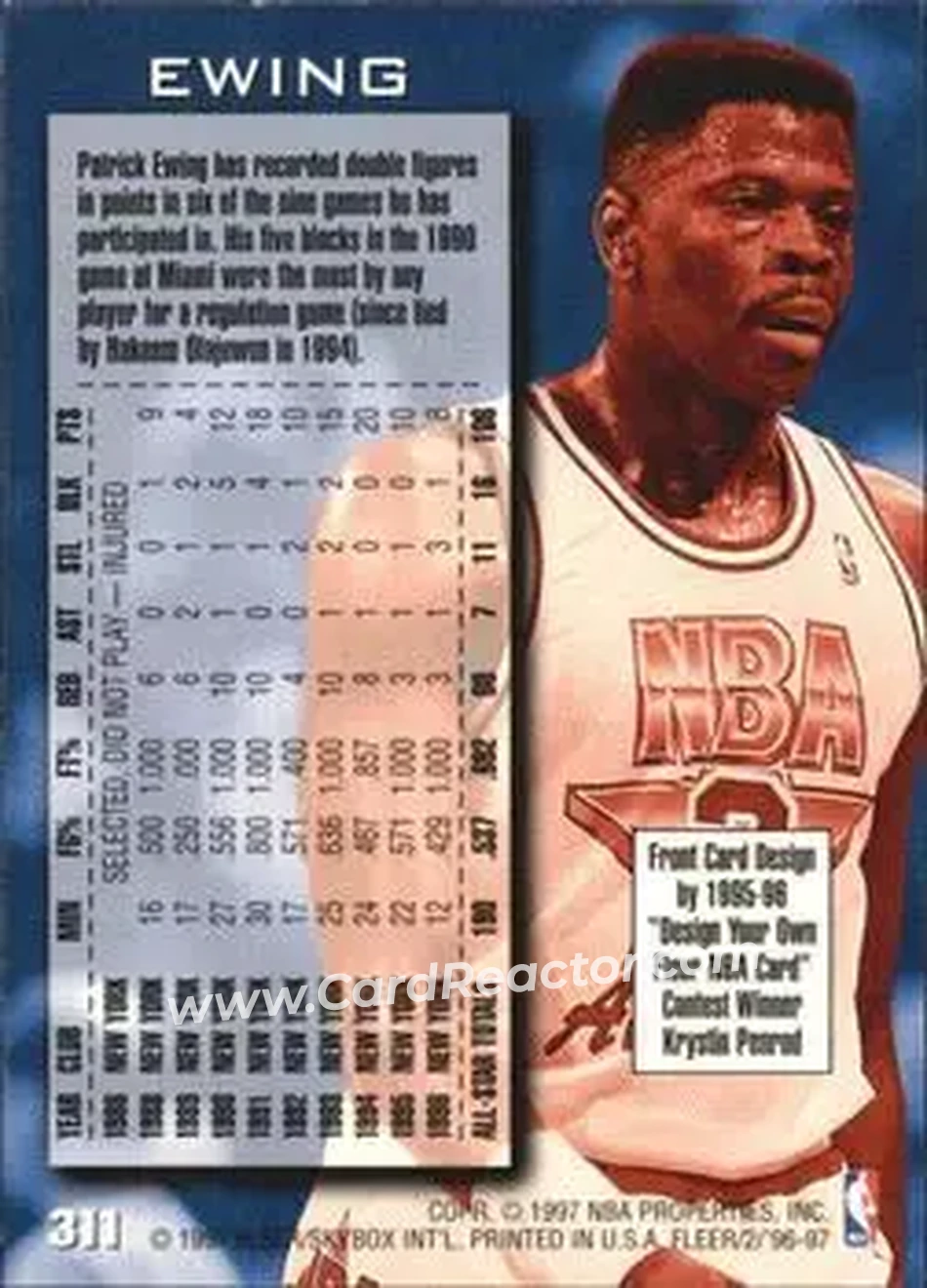 Back of Patrick Ewing