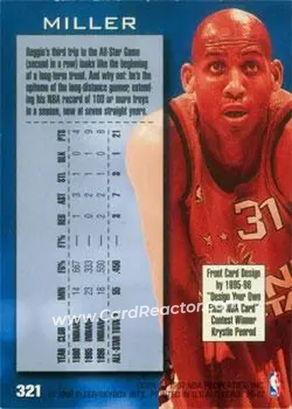 Back of Reggie Miller