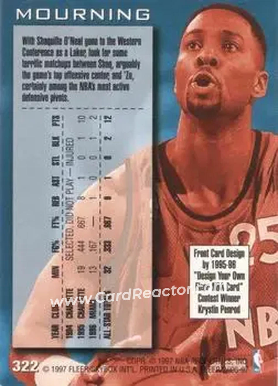 Back of Alonzo Mourning