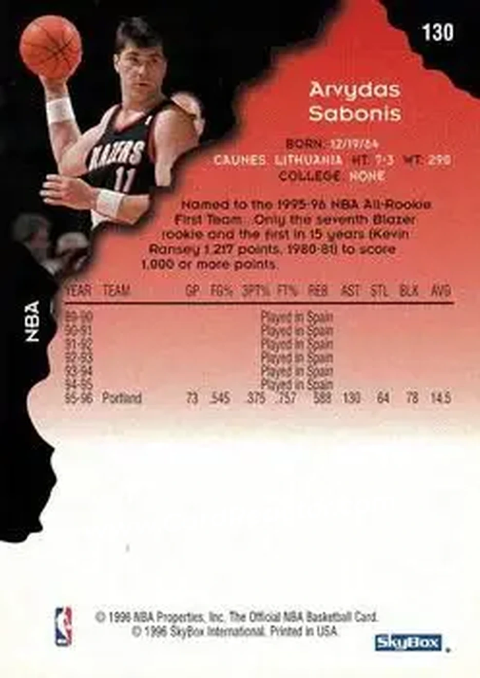 Back of Arvydas Sabonis