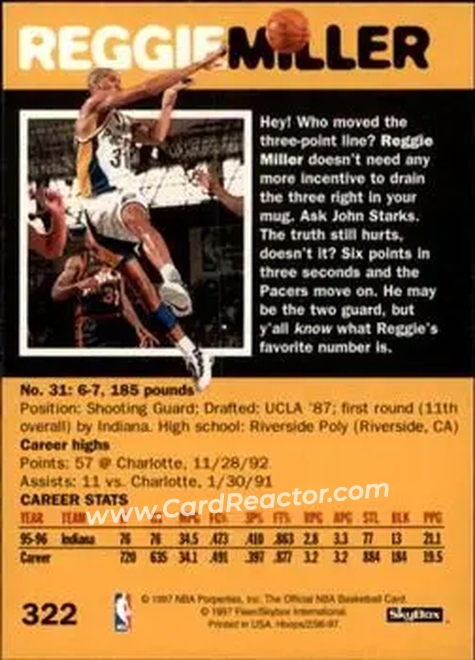 Back of Reggie Miller