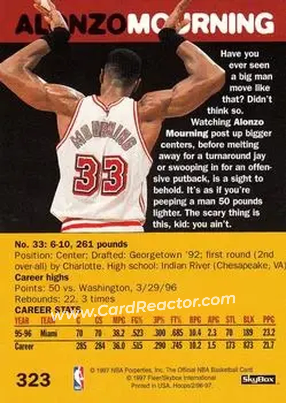 Back of Alonzo Mourning