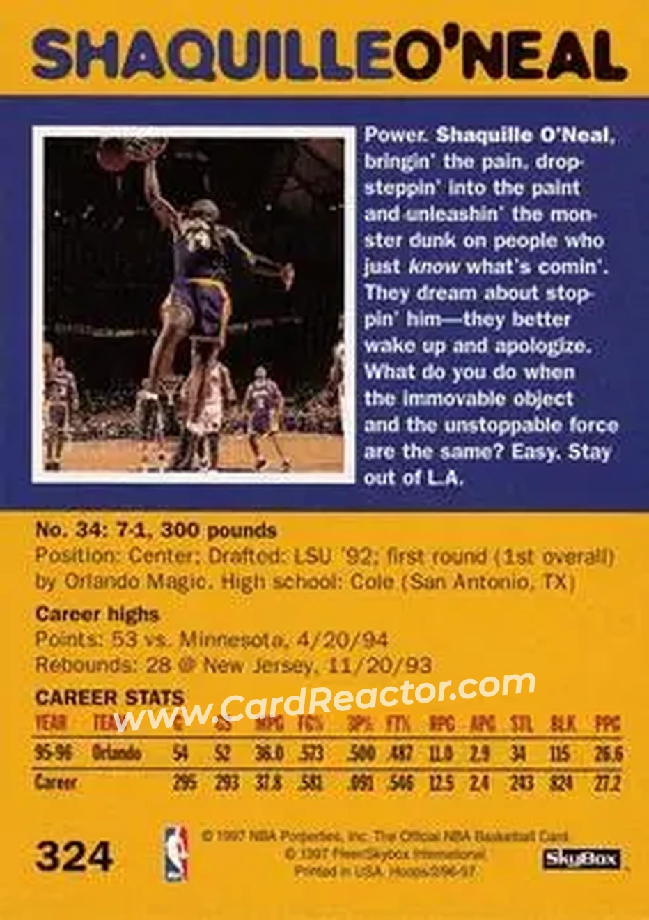Back of Shaquille O'Neal