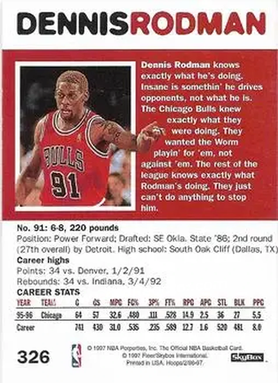 Back of Dennis Rodman