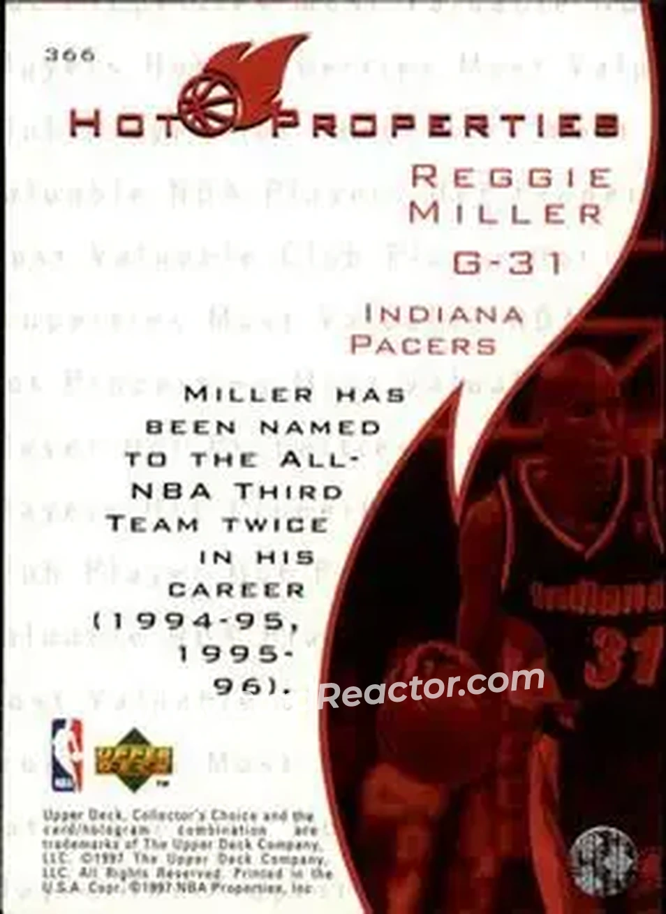 Back of Reggie Miller