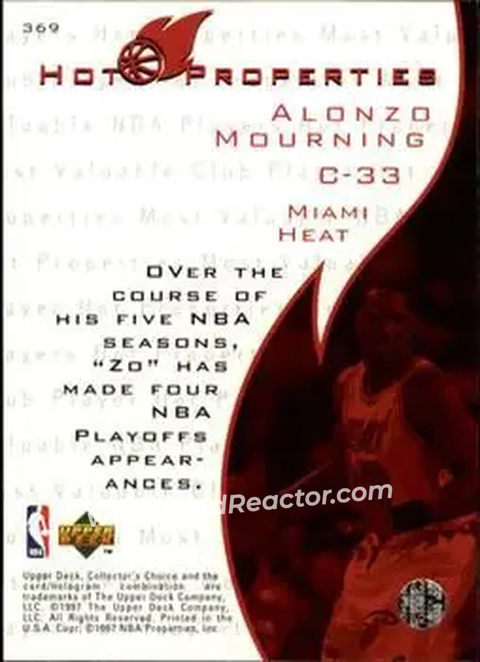 Back of Alonzo Mourning
