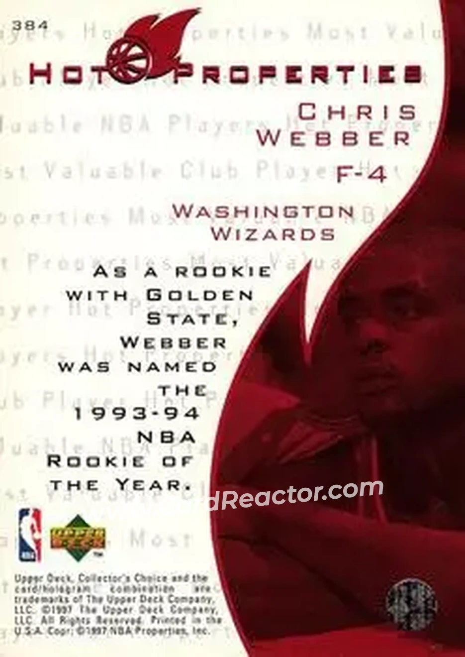 Back of Chris Webber