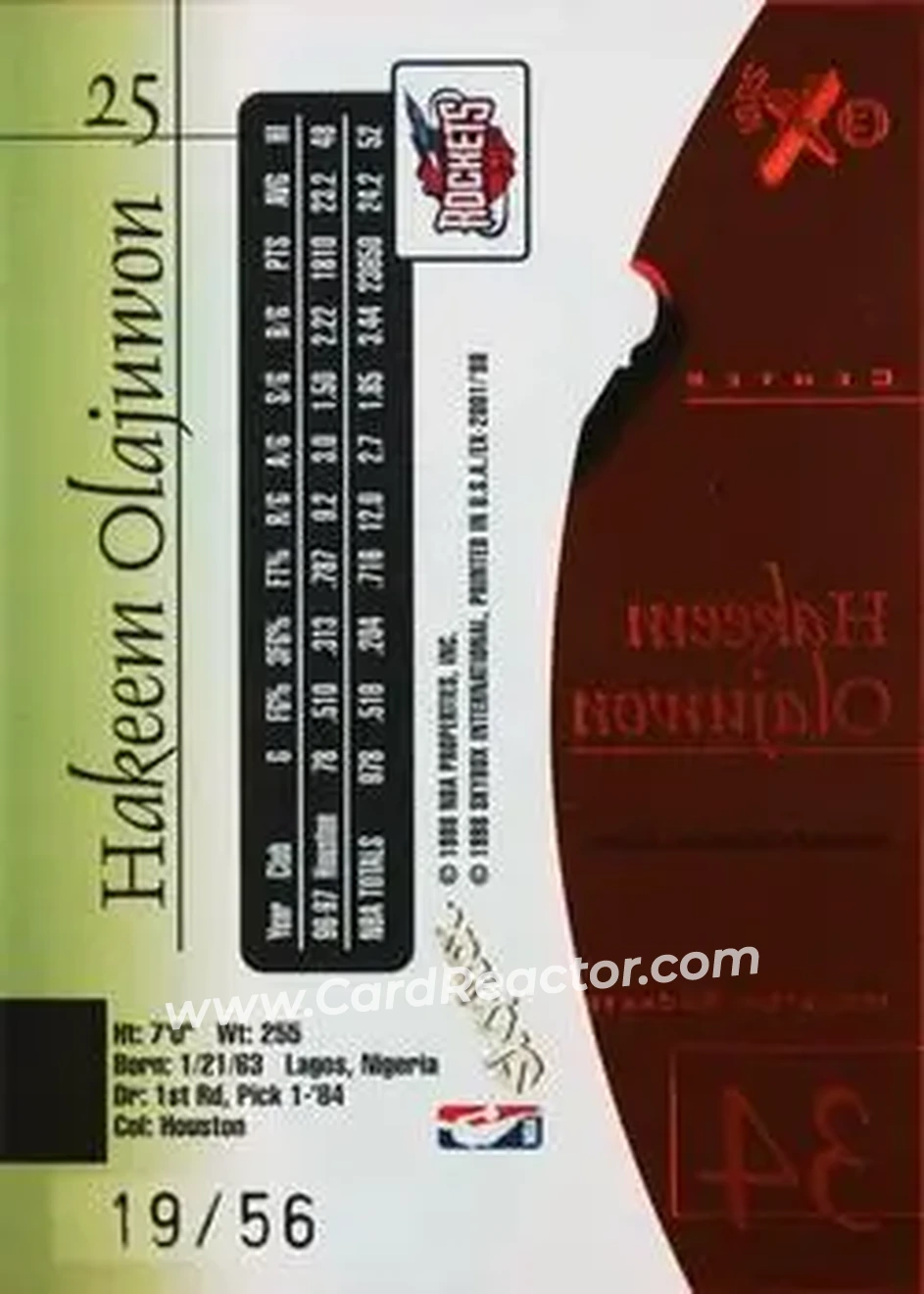 Back of Hakeem Olajuwon