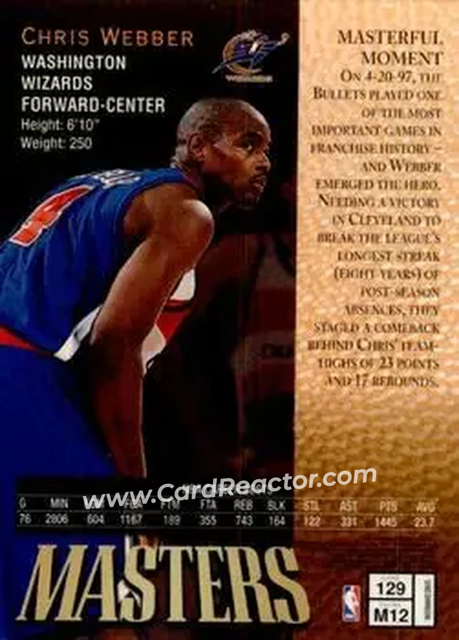 Back of Chris Webber