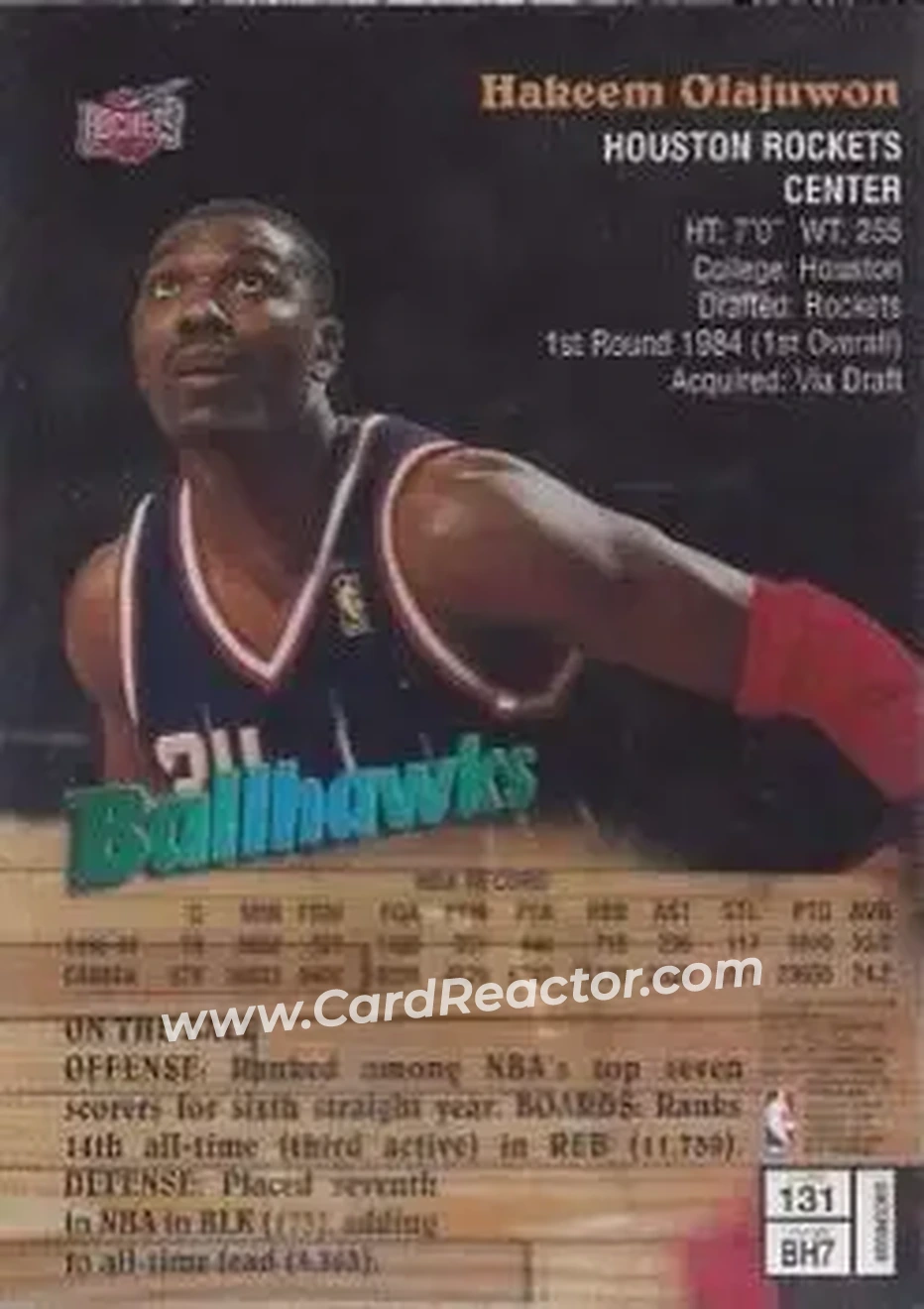 Back of Hakeem Olajuwon