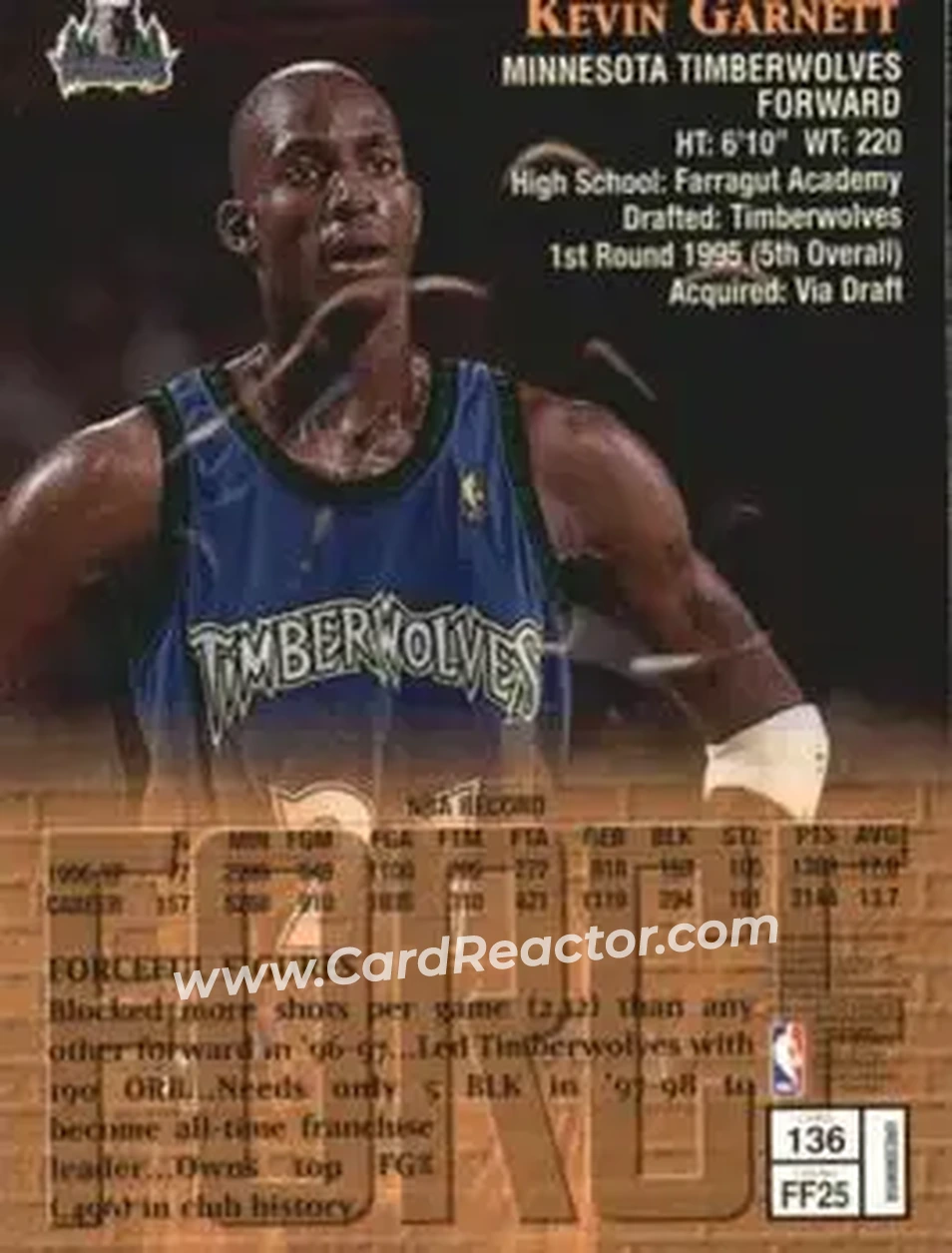 Back of Kevin Garnett
