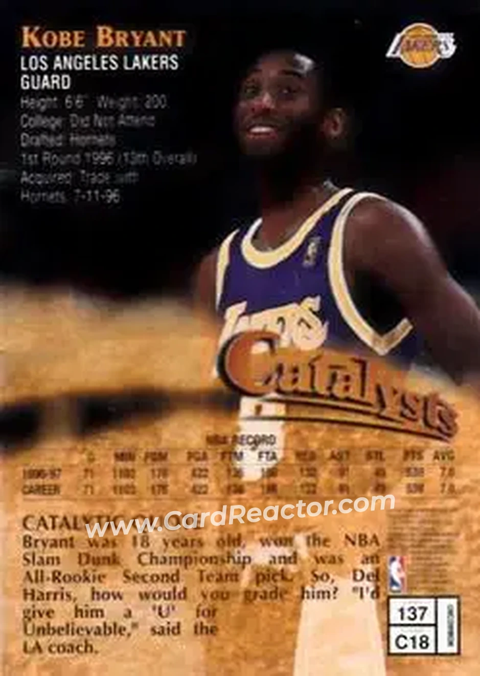 Back of Kobe Bryant