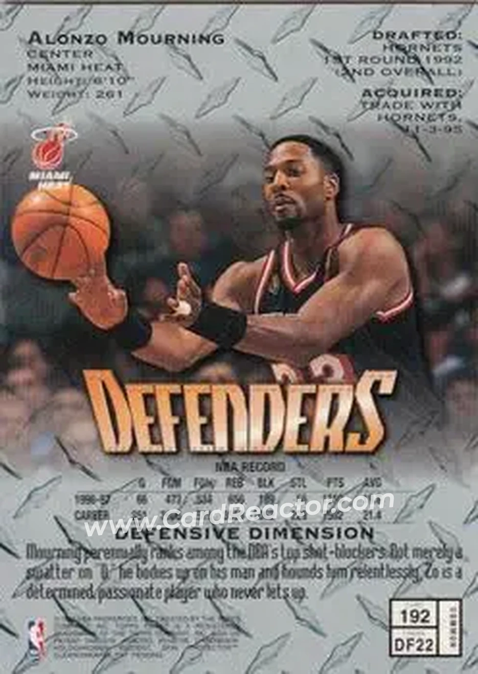 Back of Alonzo Mourning