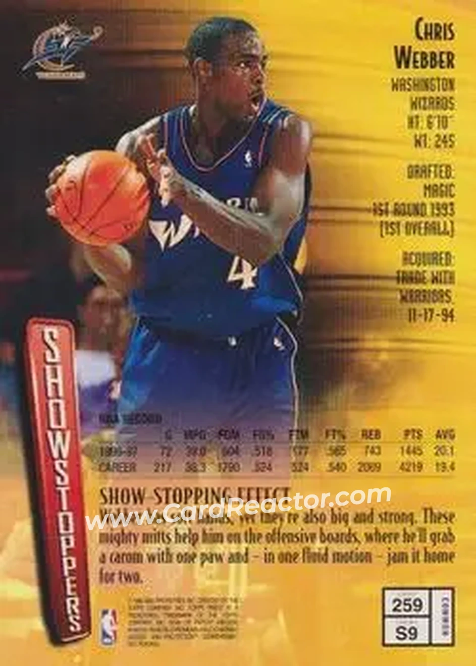 Back of Chris Webber
