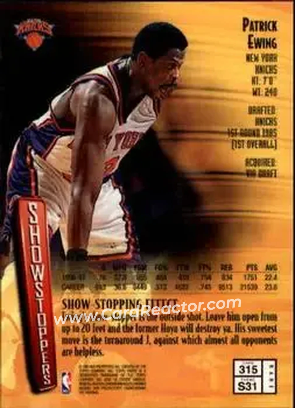 Back of Patrick Ewing