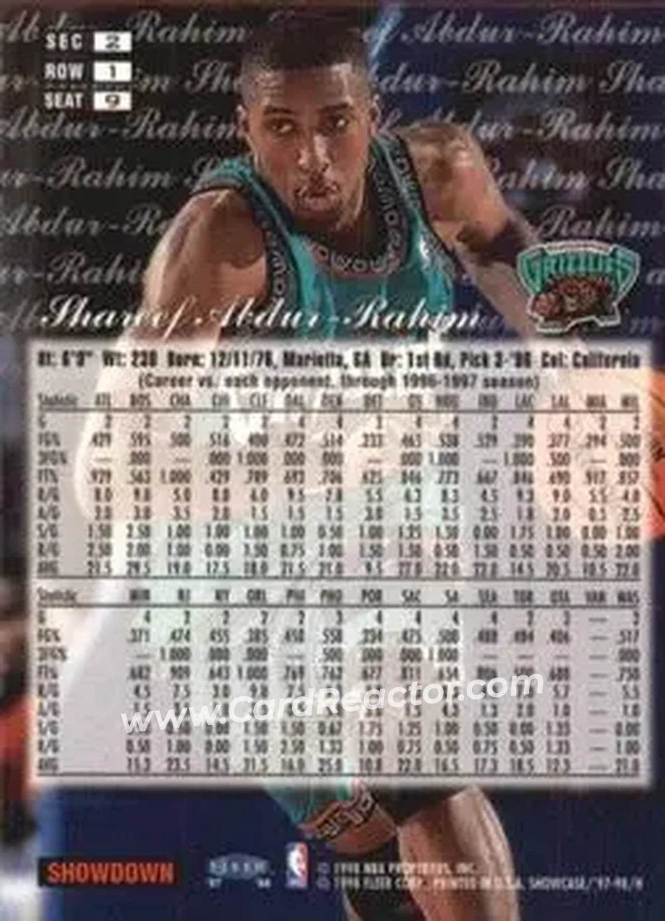 Back of Shareef Abdur-Rahim