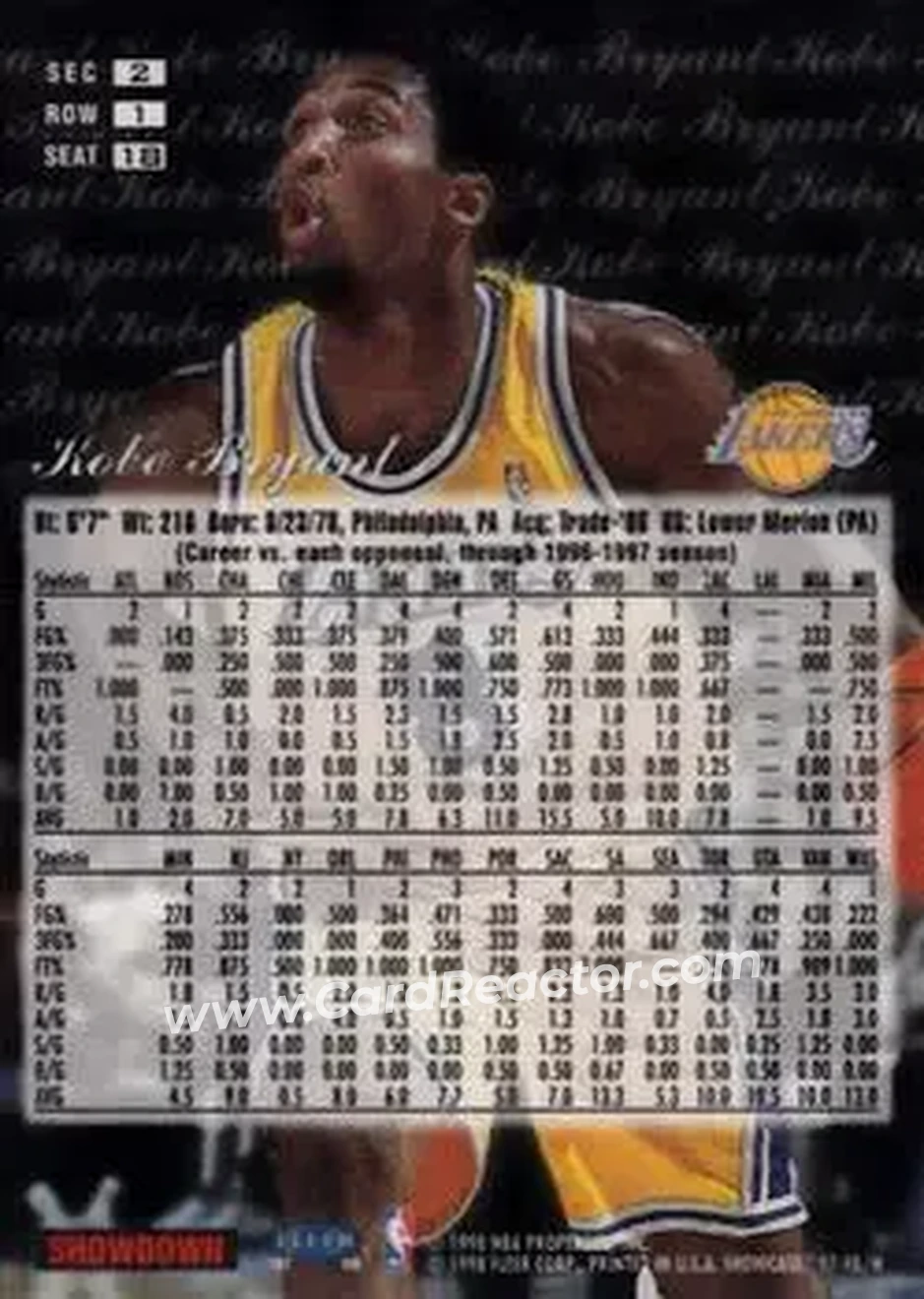 Back of Kobe Bryant