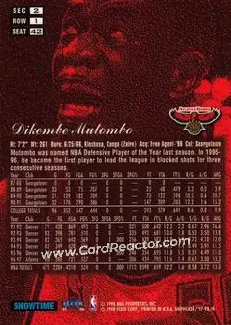 Back of Dikembe Mutombo