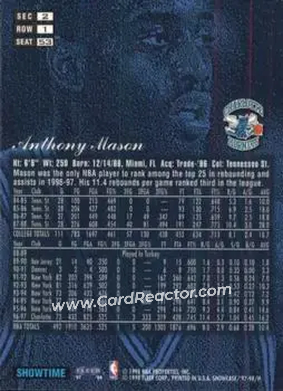 Back of Anthony Mason