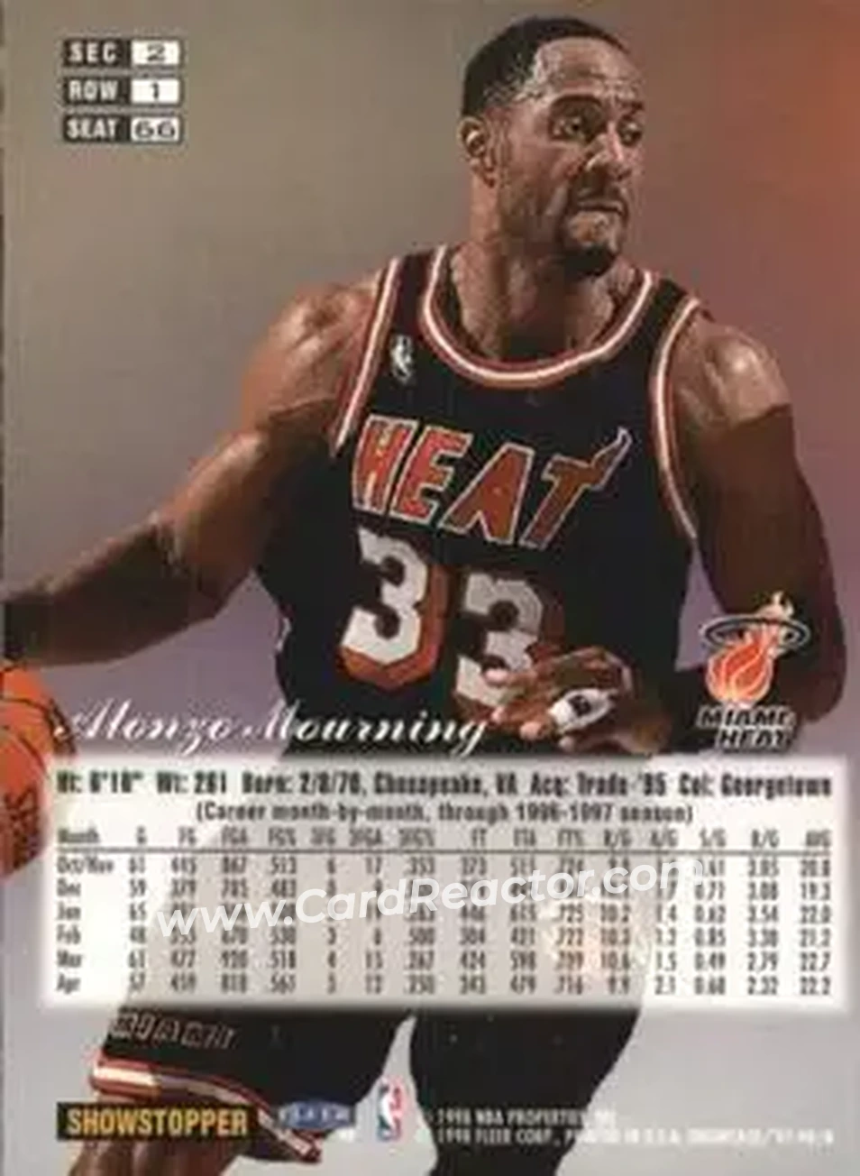 Back of Alonzo Mourning