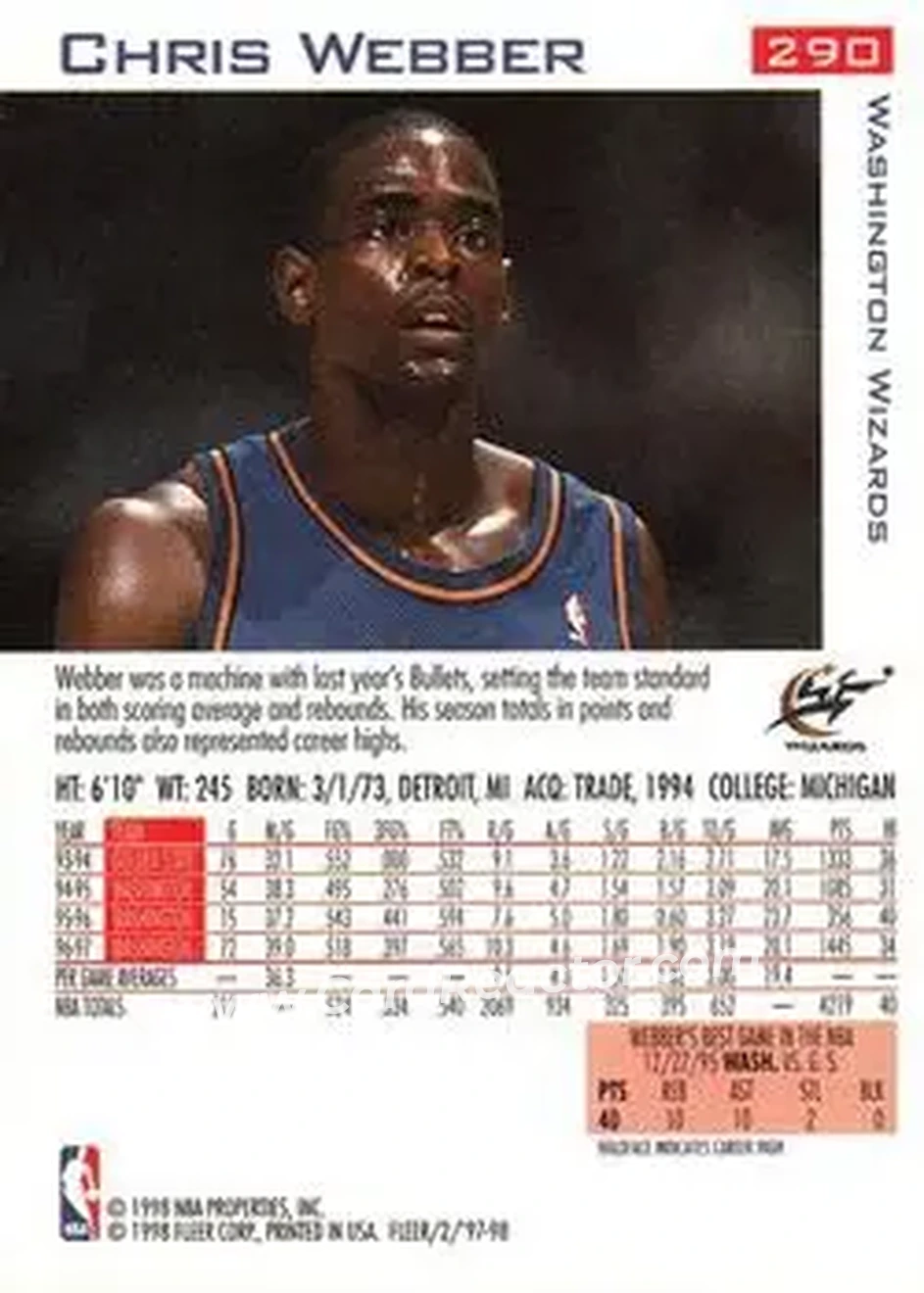 Back of Chris Webber