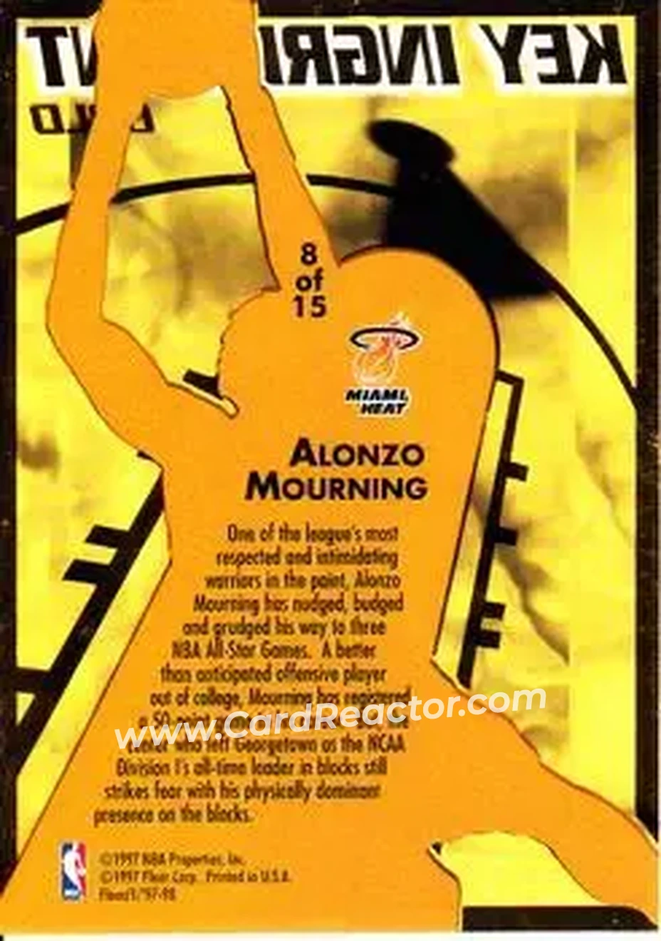 Back of Alonzo Mourning