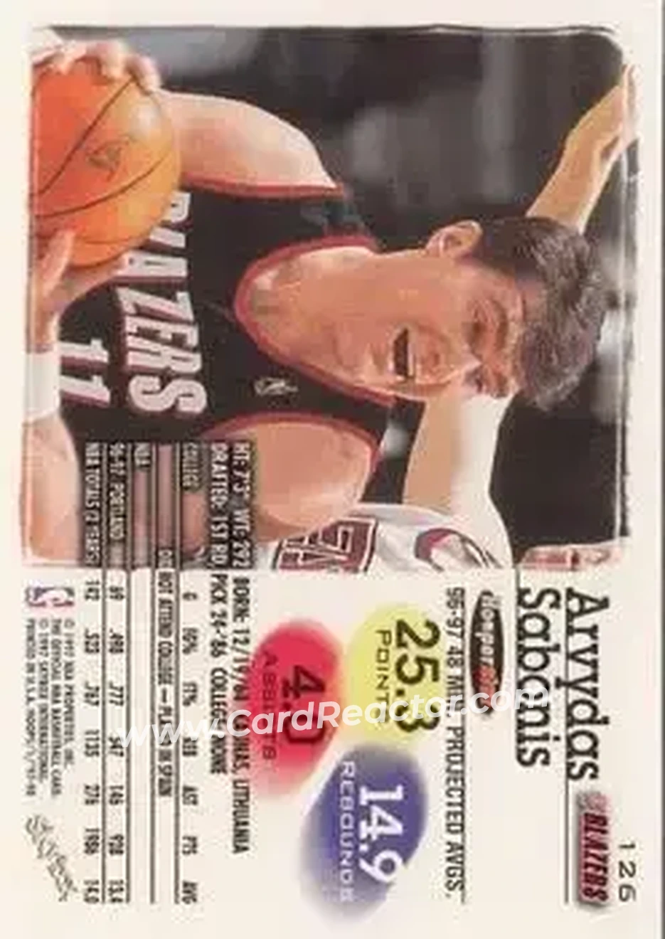 Back of Arvydas Sabonis