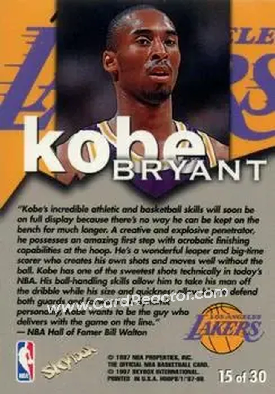 Back of Kobe Bryant