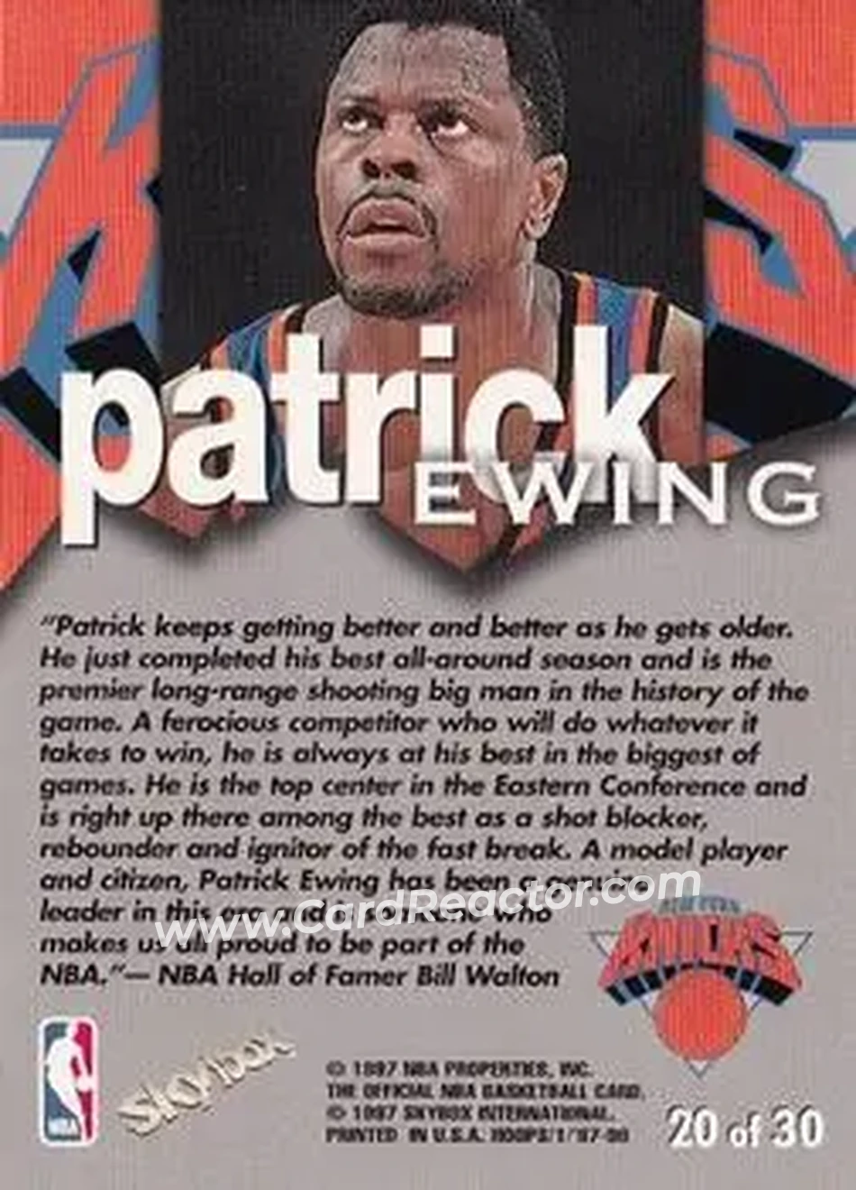 Back of Patrick Ewing