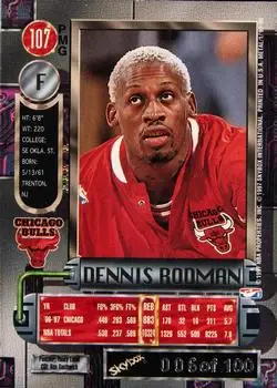 1997-98 Metal Universe - Precious Metal Gems Emerald #107 PMG - Dennis Rodman - Chicago Bulls - Back