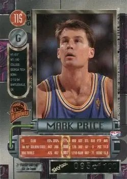 1997-98 Metal Universe - Precious Metal Gems Red #115 PMG - Mark Price - Cleveland Cavaliers - Back 1997-98 Metal Universe - Precious Metal Gems Red #115 PMG - Mark Price - Cleveland Cavaliers - Back