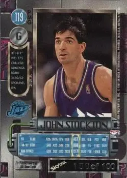 1997-98 Metal Universe - Precious Metal Gems Red #119 PMG - John Stockton - Utah Jazz - Back