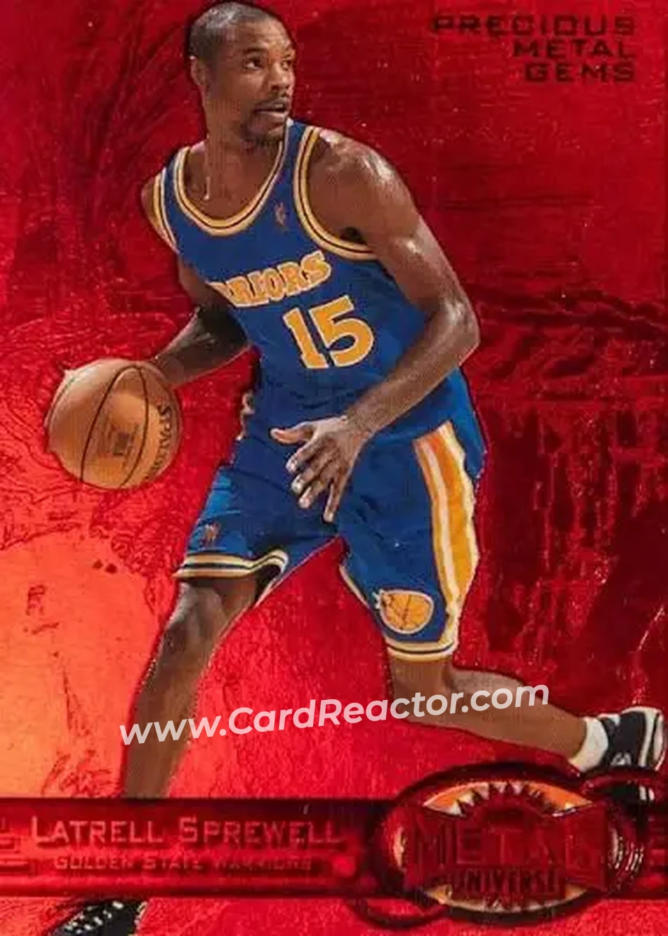 1997-98 Metal Universe - Precious Metal Gems Red #123 PMG - Latrell Sprewell - Golden State Warriors - Front