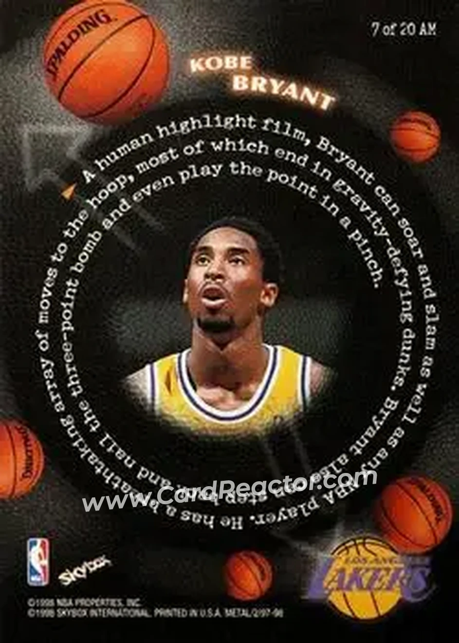 Back of Kobe Bryant