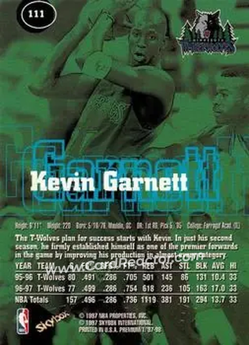 Back of Kevin Garnett
