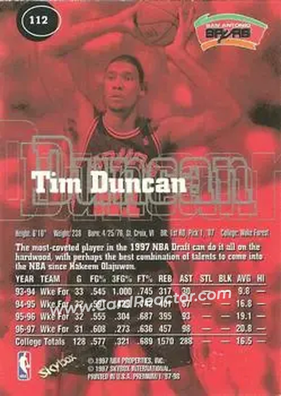 Back of Tim Duncan