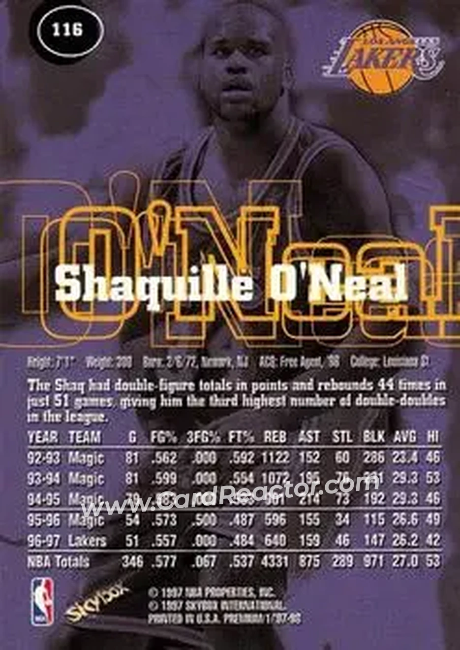 Back of Shaquille O'Neal