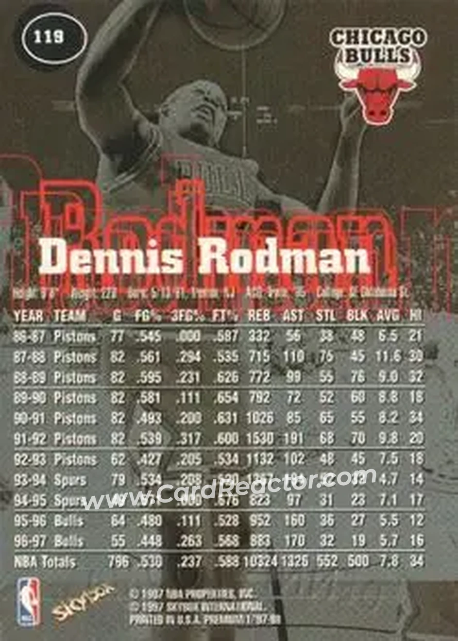 Back of Dennis Rodman