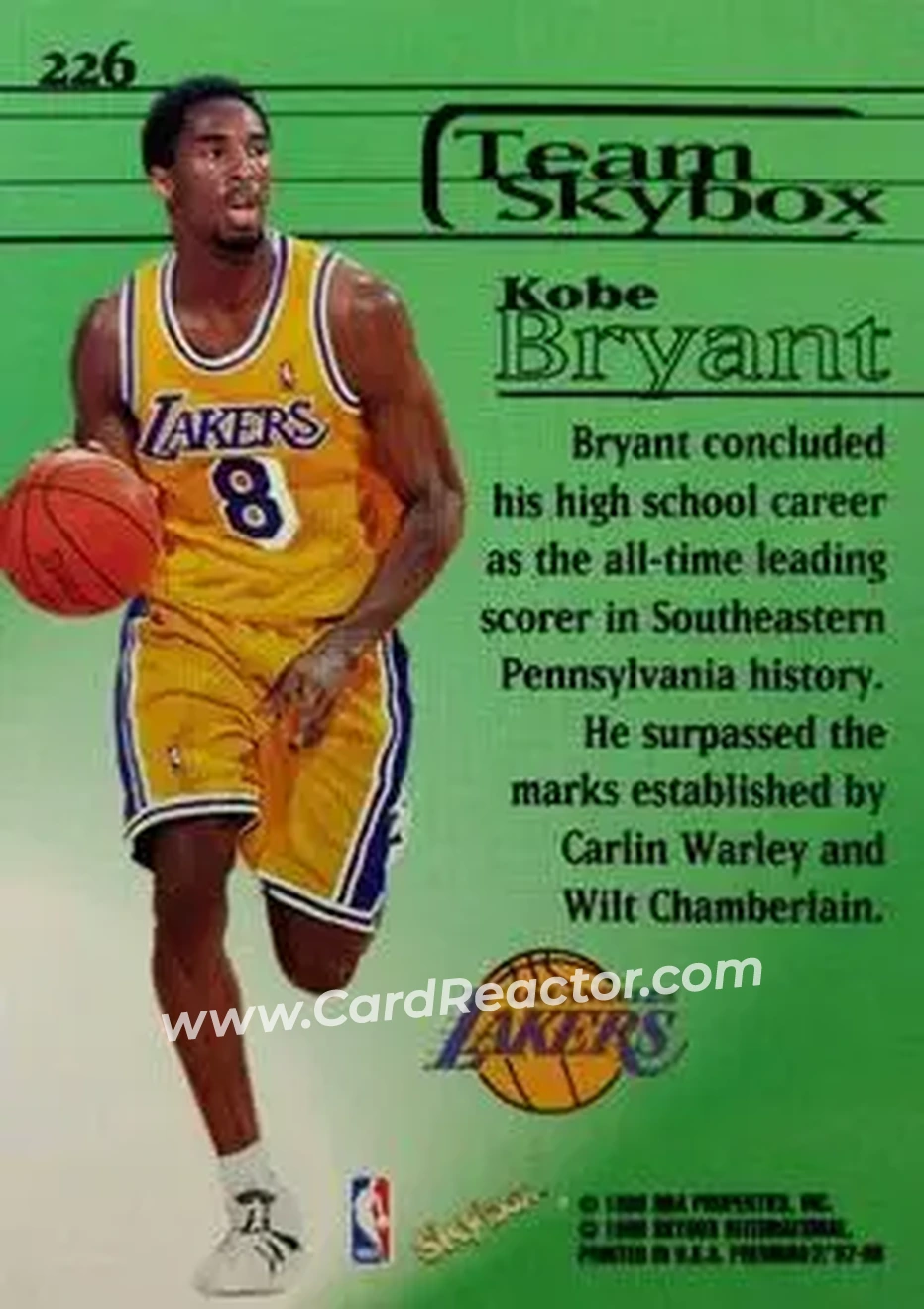 Back of Kobe Bryant