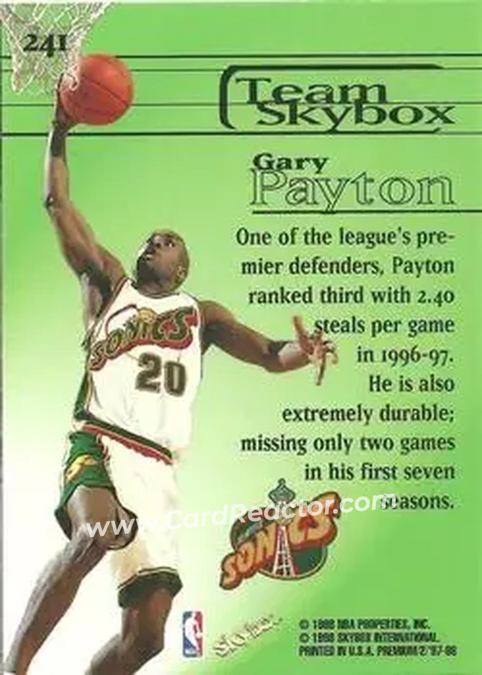 Back of Gary Payton