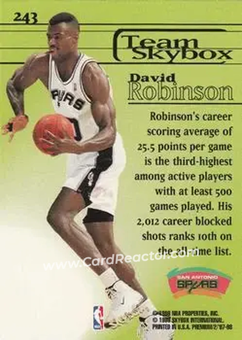 Back of David Robinson