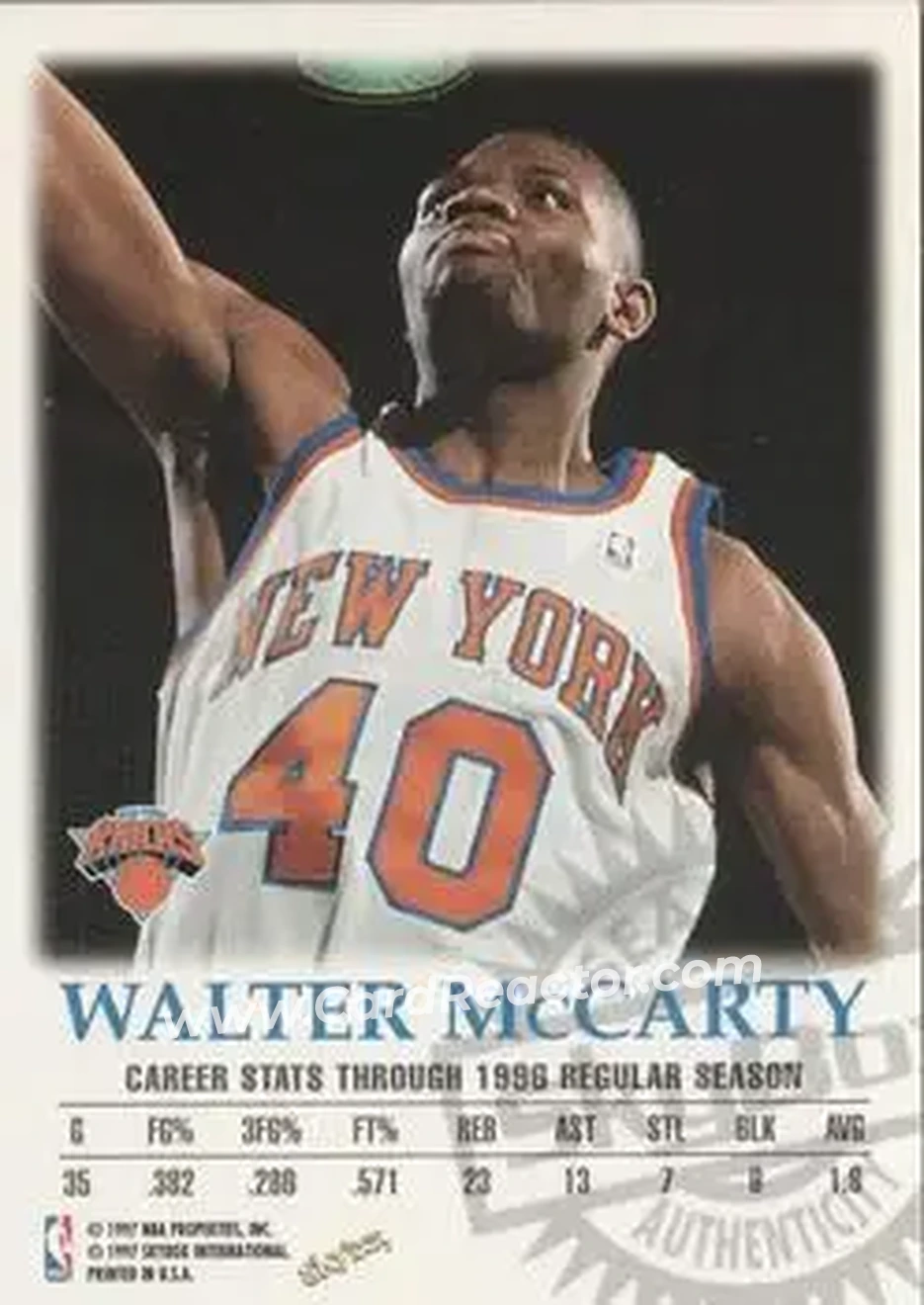 Back of Walter McCarty