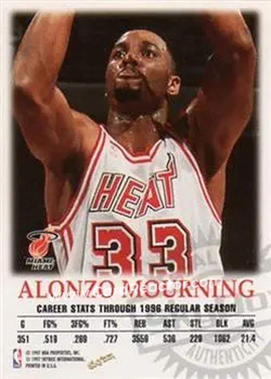 Back of Alonzo Mourning