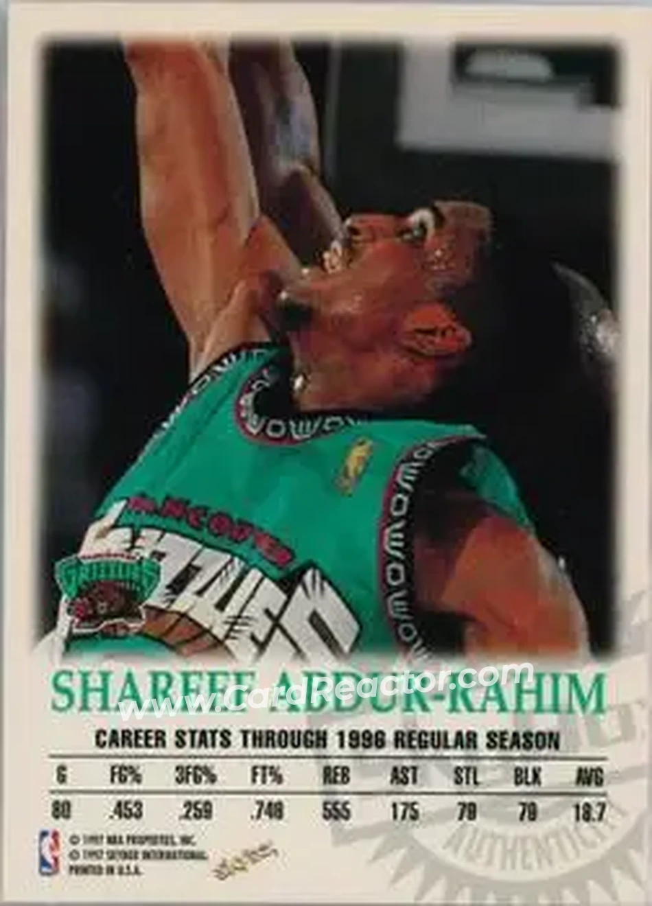 Back of Shareef Abdur-Rahim