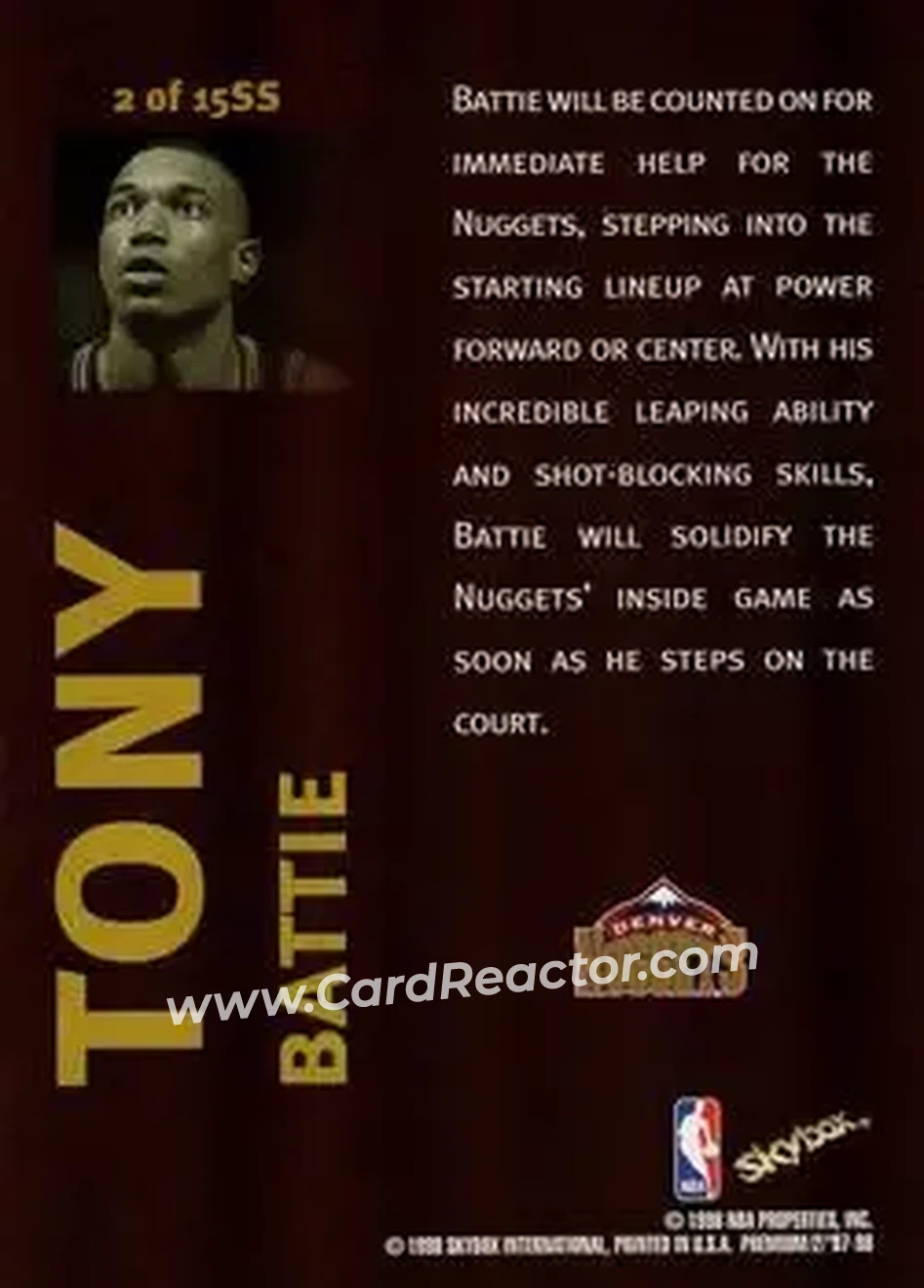 Back of Tony Battie