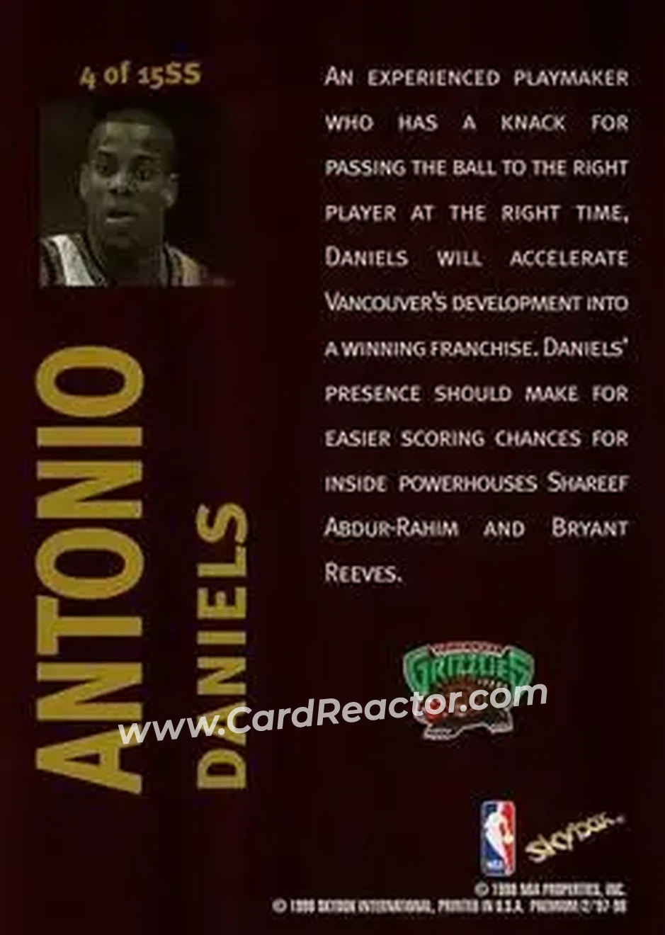 Back of Antonio Daniels