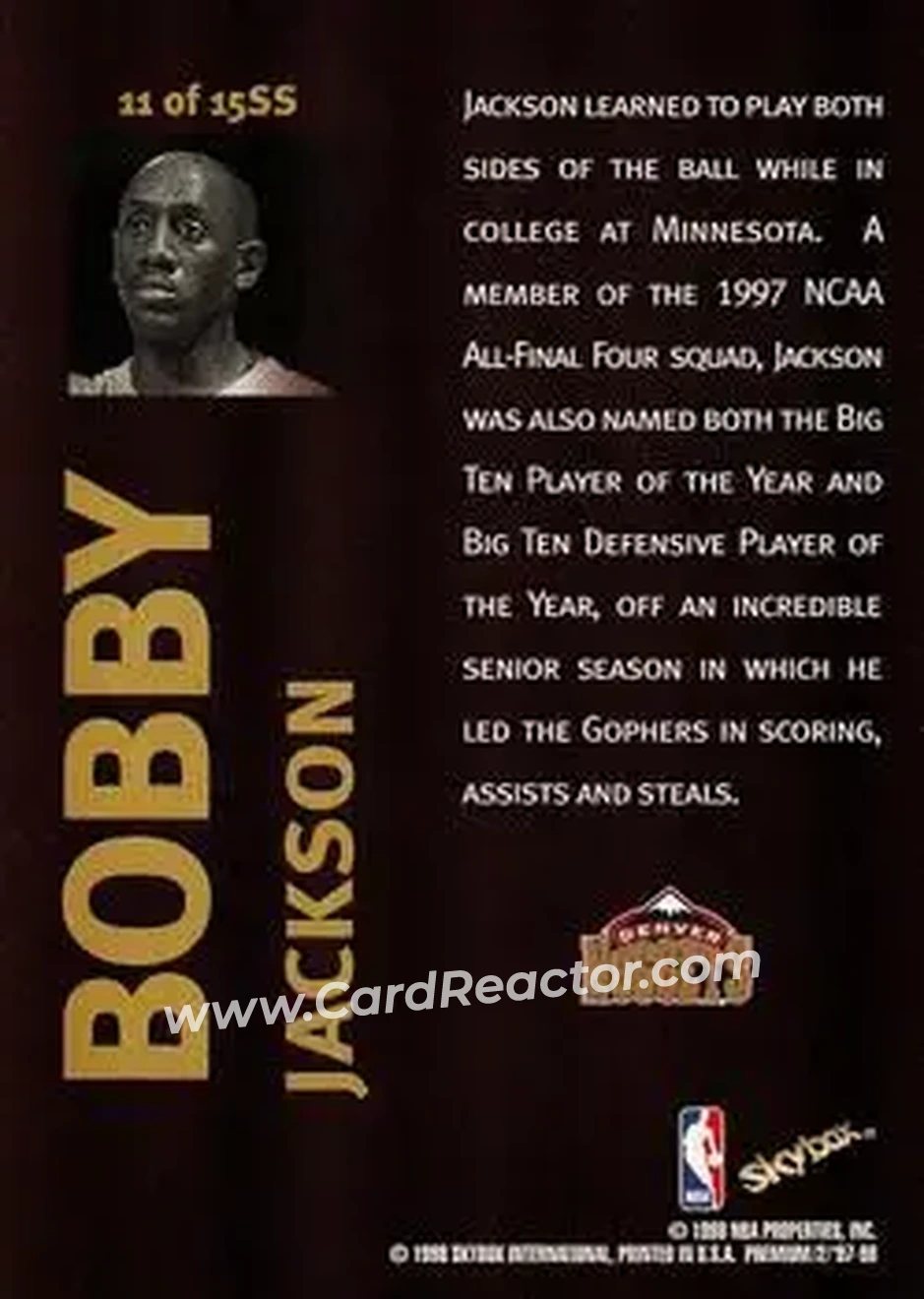 Back of Bobby Jackson