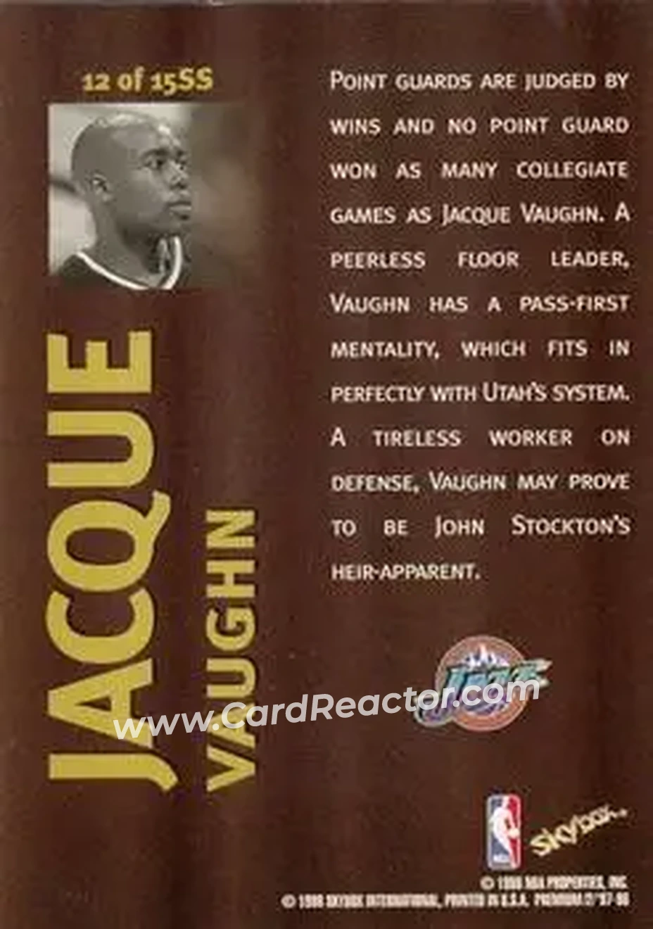 Back of Jacque Vaughn