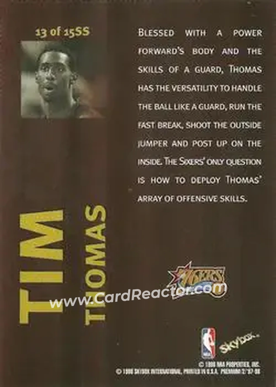 Back of Tim Thomas