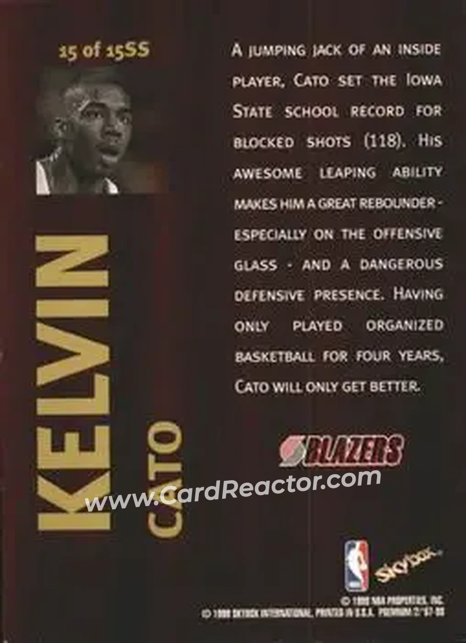 Back of Kelvin Cato